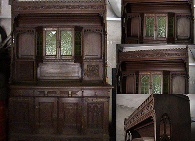Bild 13 altes Buffet ca 200 Jahre alt mit Bleiverglasung 2,75 hoch 1,60 breit 80 tief ec