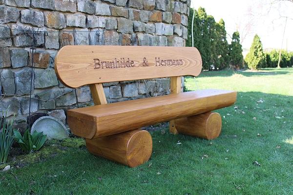 Bild 2 Gartenbank aus Lärche mit Gravur. Hochzeitsgeschenk. Geschenk.