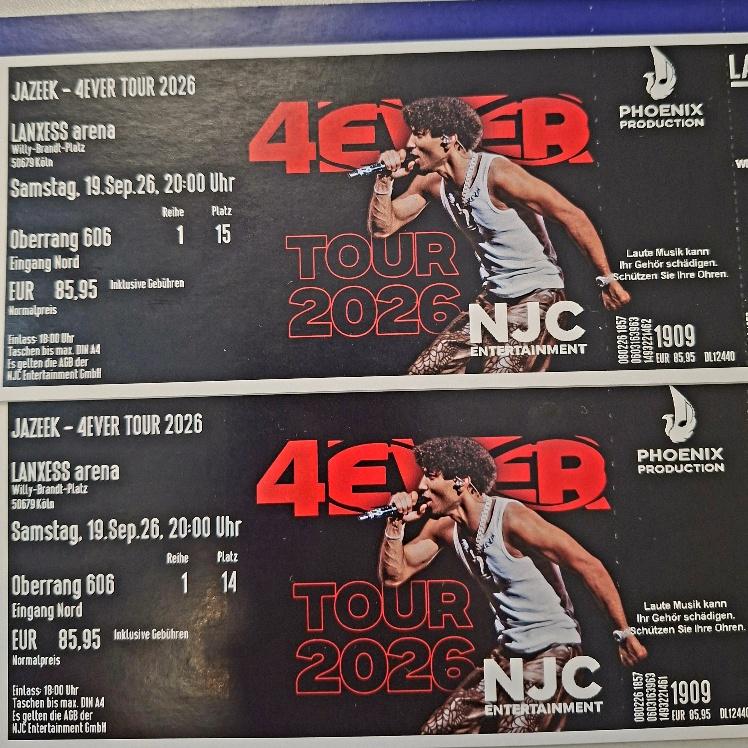Bild 1 2 Tickets Jazeek 4Ever Tour 2026 Köln Lanxess Arena (19.09.2026)