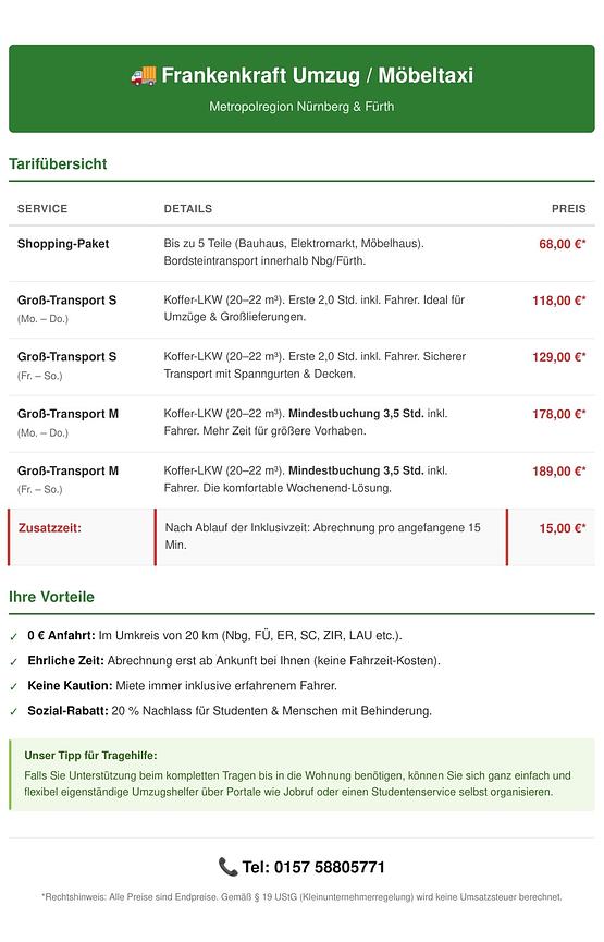Bild 1 Frankenkraft Umzug/Möbeltaxi Nbg/Fü./Erl.