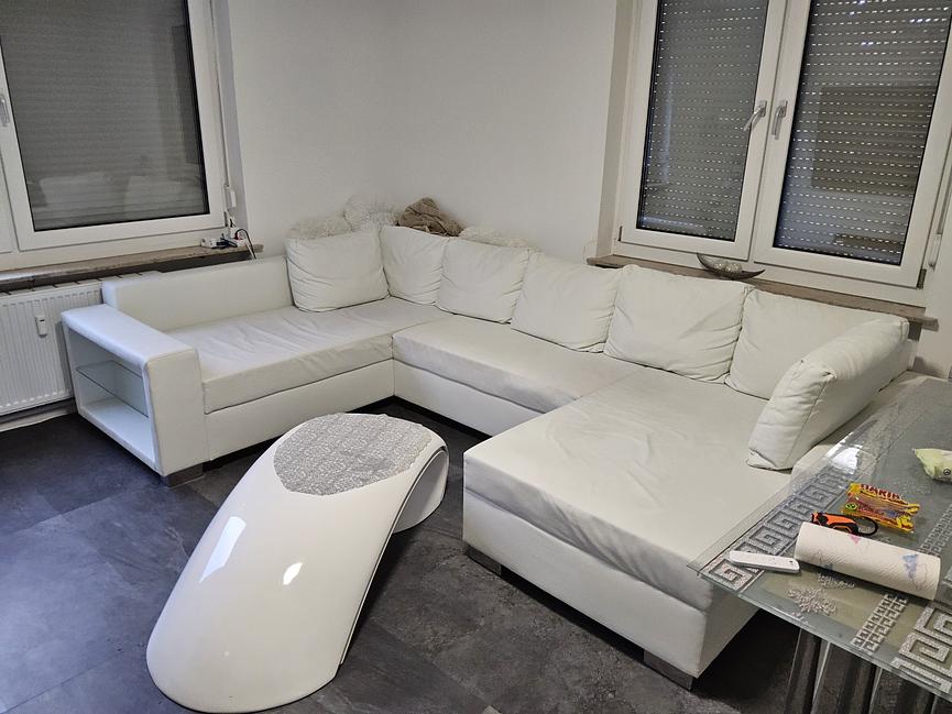 Bild 4 Wohnlandschaft  Weiß Sofa Couch  Ecksofa  ( Kunstleder )