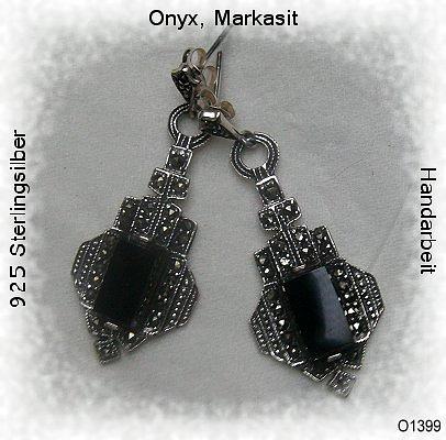 Bild 2 Ohrringe, 925 Silber mit Margasiten und den Onyx