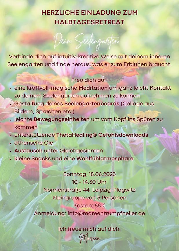 Bild 1 Einladung Halbtagesretreat "Dein Seelengarten"