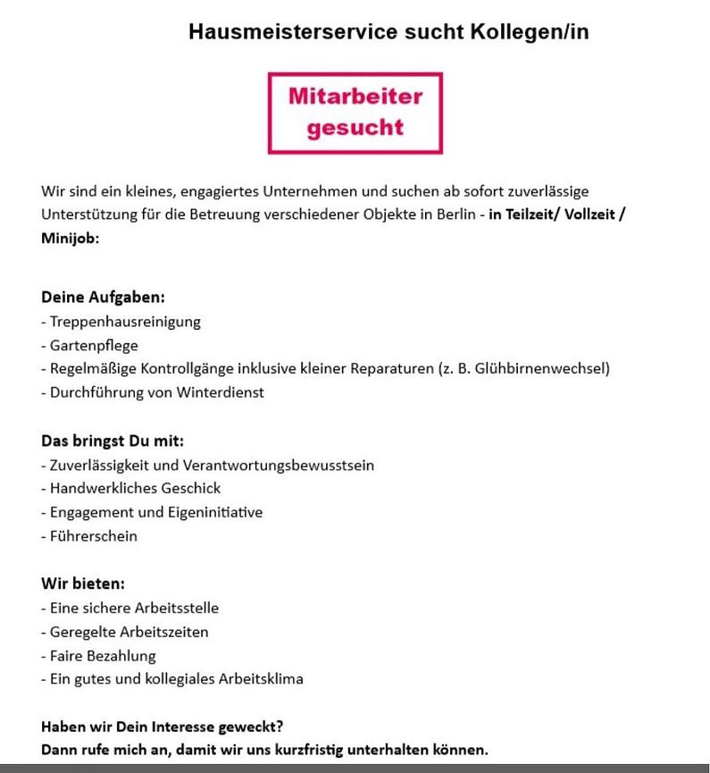 Bild 1 Hausmeisterservice sucht Kollegen/in