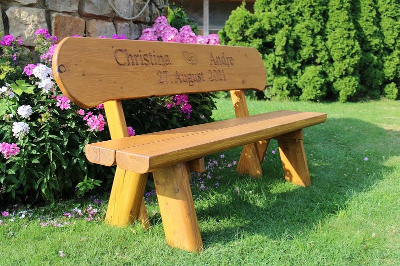 Bild 1 Gartenbank aus Lärche mit Gravur. Hochzeitsgeschenk. Jubiläums Geschenk....