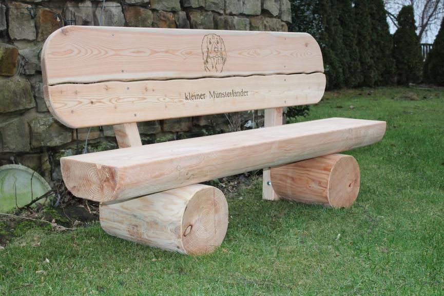 Bild 2 Gartenbank aus Lärche mit Gravur. Hochzeitsgeschenk. Sitzbank.