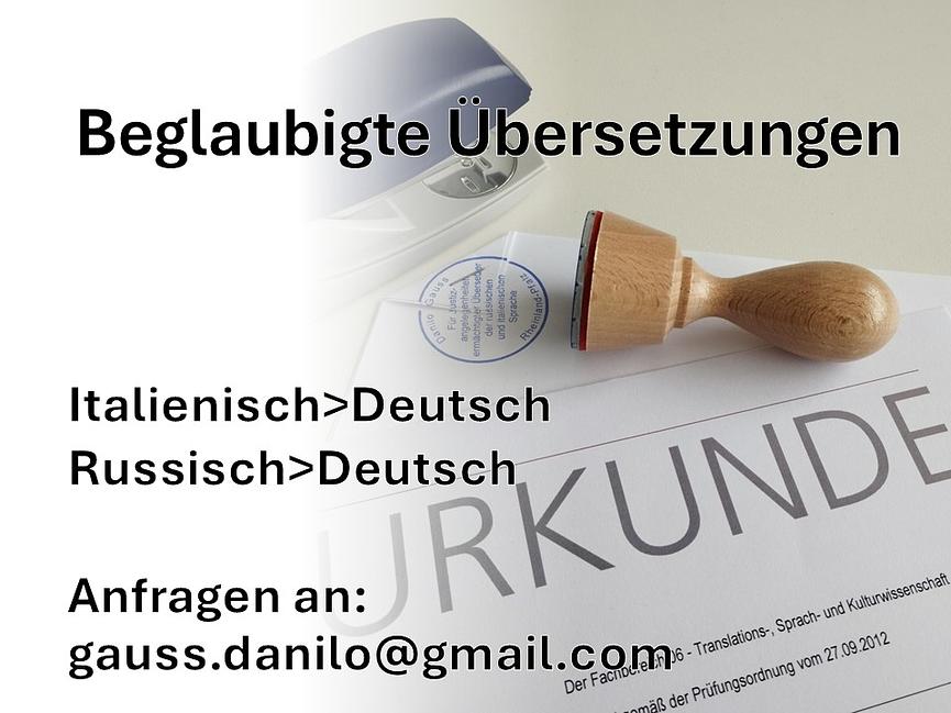 Bild 1 Beglaubigte Übersetzungen Russisch-Deutsch, Italienisch-Deutsch