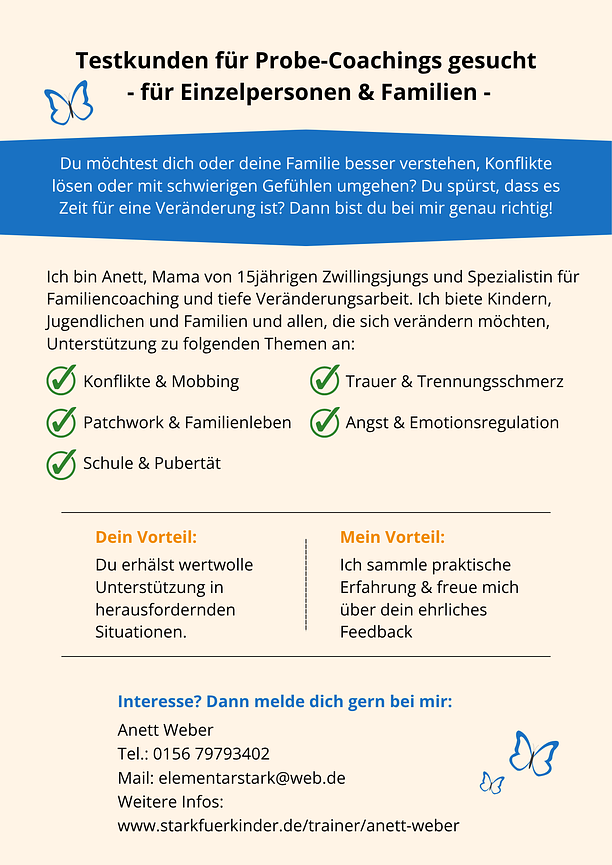 Bild 1 Testkunden für kostenlos Probe-Coachings gesucht - für Einzelpersonen & Familien