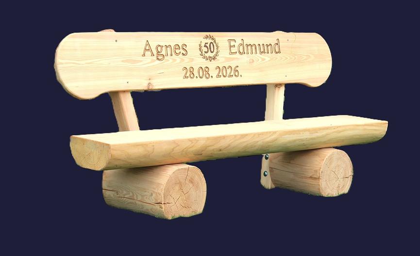 Bild 5 Jubiläumsgeschenk. Gartenbank aus Lärche mit Gravur.