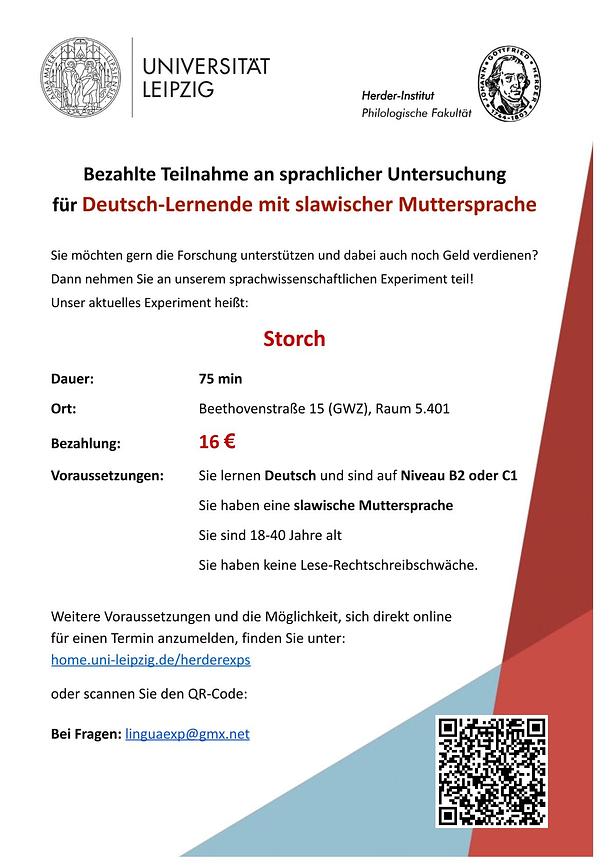 Bild 1 Bezahlte Teilnahme an linguistischer Untersuchung