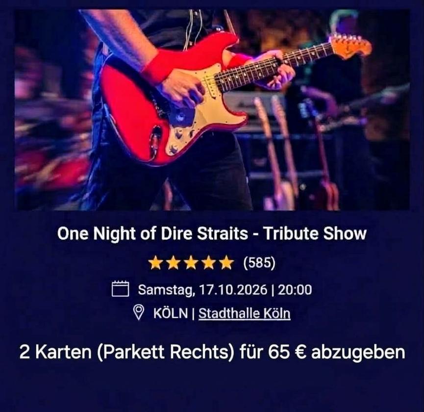 Bild 1 One Night of Dire Straits Tribute Show 17.10.2026 Köln