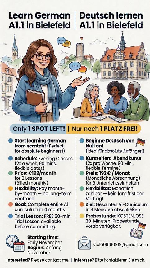 Bild 1 Deutschkurs / German A1.1 Bielefeld – Evening Mini-Group