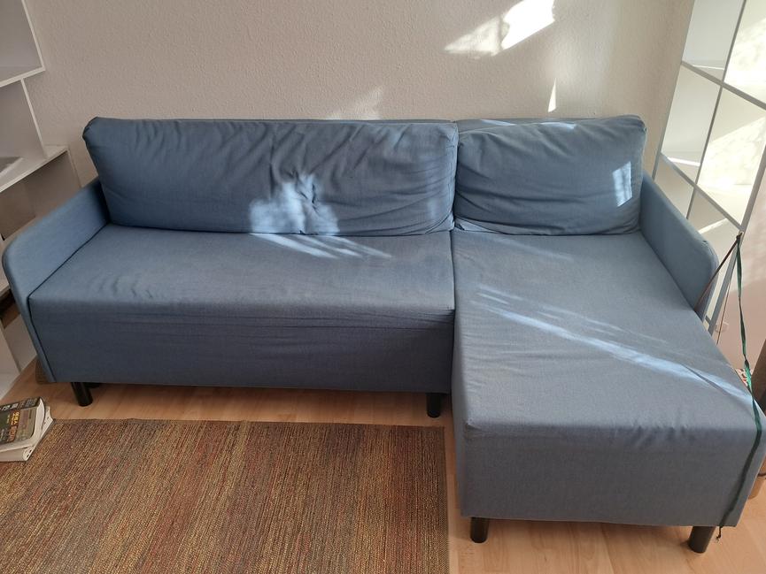 Bild 1 3er--Schlafsofa mit Recamiere und Stauraum zu Verschenken