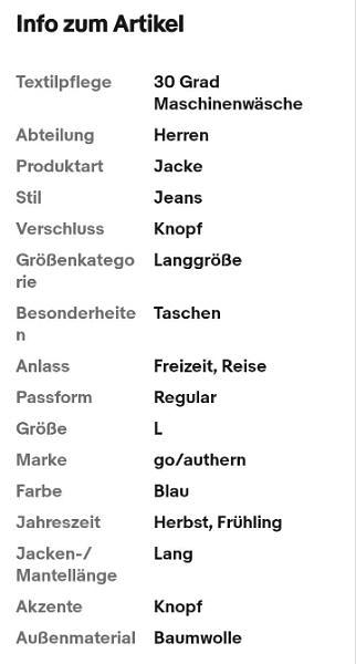 Bild 3 Herren Jeansjacke aus Baumwolle Größe: (L)