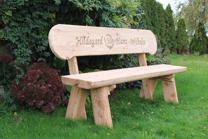 Bild 13 Gartenbank aus Holz mit Gravur. Hochzeitsgeschenk. Rentners Geschenk.