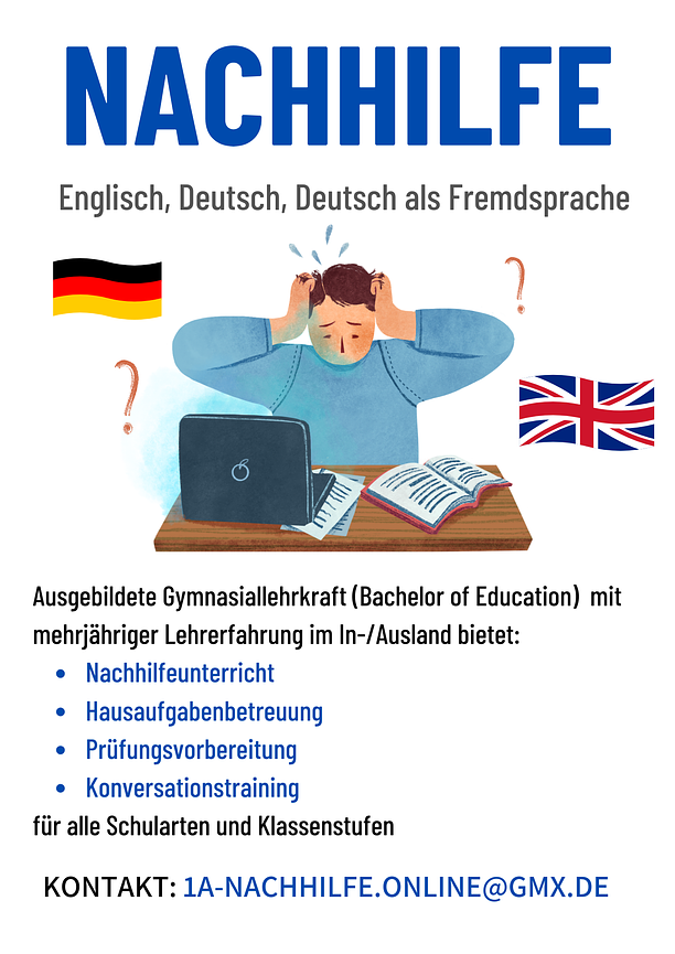 Bild 1 Nachhilfeunterricht für Deutsch, Deutsch als Fremdsprache, Englisch