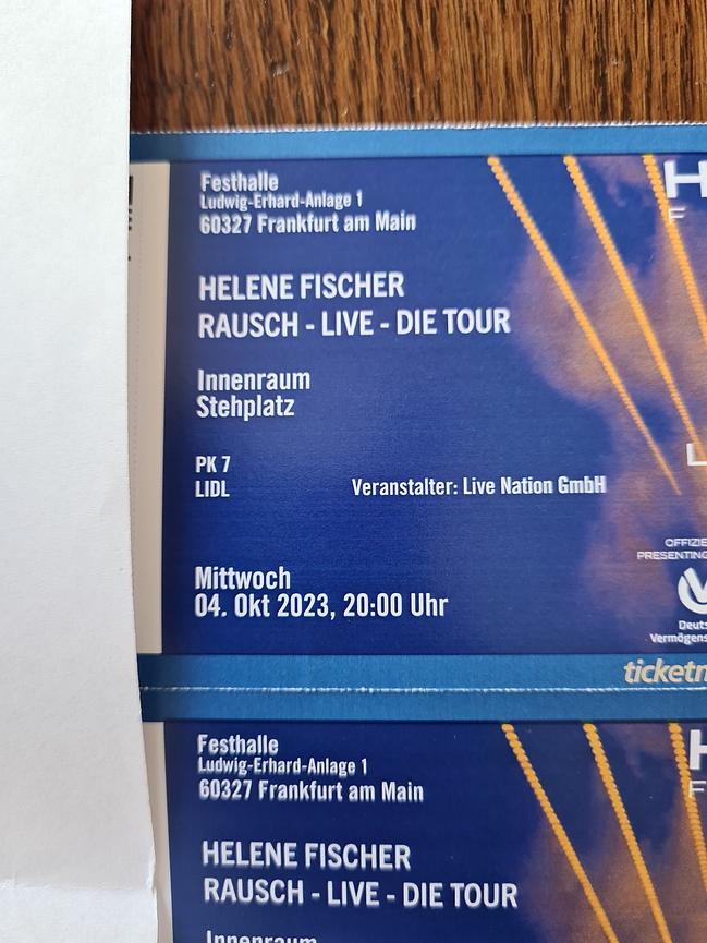 Bild 1 Helene Fischer 4.10.23 Karten 