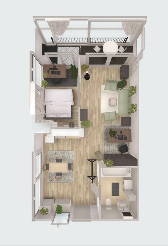 Bild 2 Helle 2-Zimmer-Loft-Wohnung mit Balkon, nähe Ringbahn, ab 1 Monat