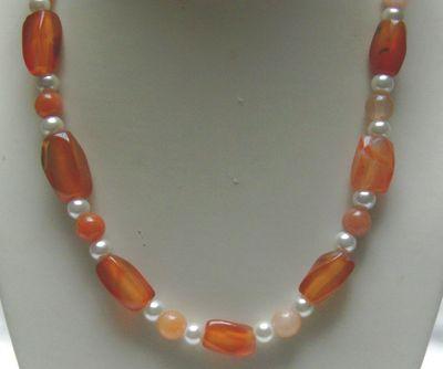 Bild 4 Edelsteincollier, Karneol, Achat, Zuchtperlen