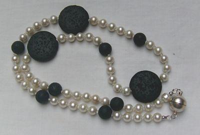 Bild 3 Perlen-Lavakette, Longkette, sportlich, chic und elegant