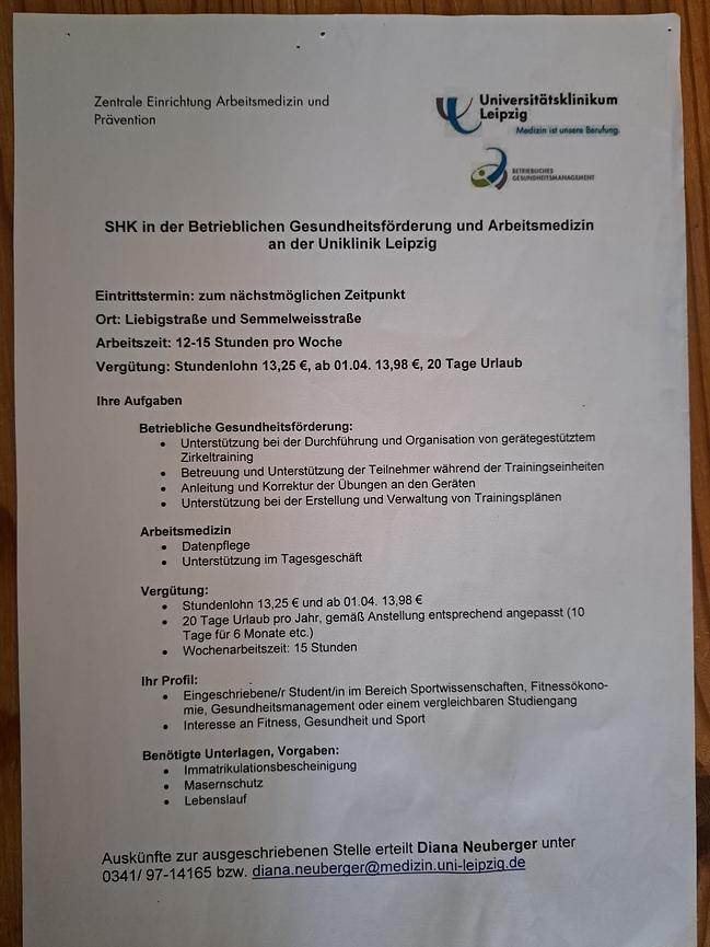 Bild 1 Studentische Hilfskraft am Uniklinikum Leipzig gesucht