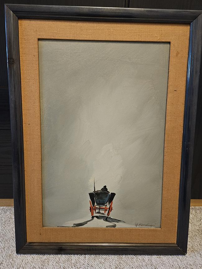 Bild 5 Original Ölgemälde von Umberto Verdirosi – „Kutsche im Nebel“ – Signiert