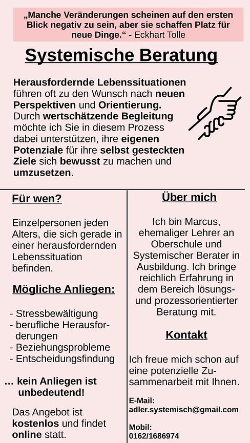 Bild 1 Kostenlose Systemische Beratung online/Präsenz