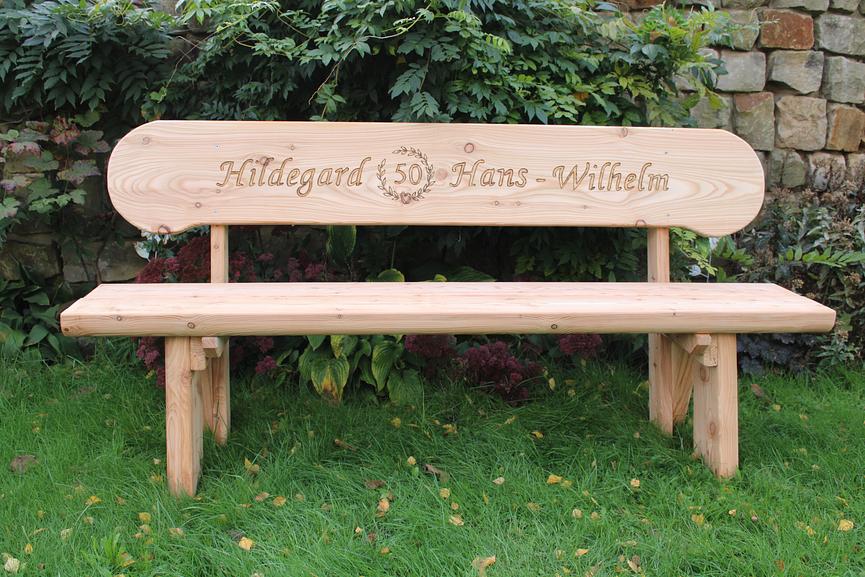 Bild 14 Gartenbank aus Holz mit Gravur. Hochzeitsgeschenk. Rentners Geschenk.
