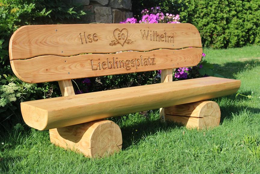 Bild 7 Gartenbank aus Lärche mit Gravur. Rentners Geschenk. Jubiläums Geschenk.