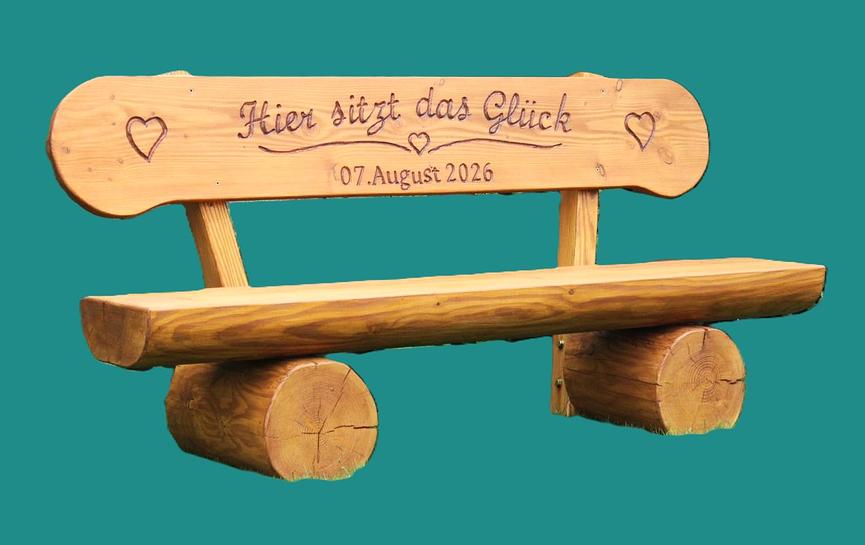 Bild 1 Jubiläumsgeschenk. Gartenbank aus Lärche mit Gravur.