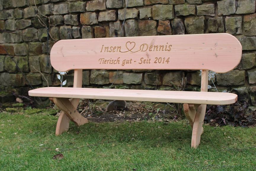 Bild 3 Hochzeitsgeschenk. Terrassenbank mit Gravur. Holzbank.