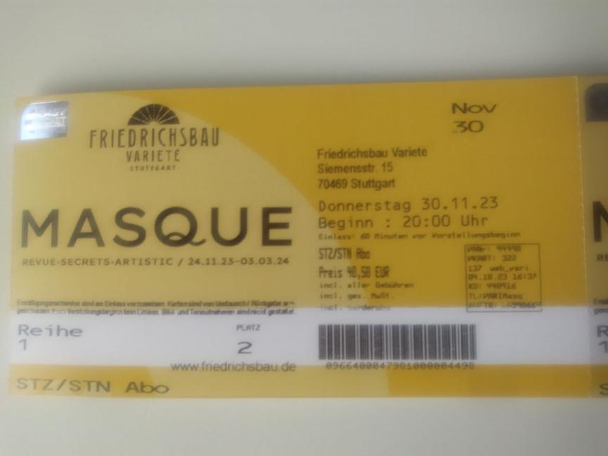 Bild 1 2 Tickets für Masque Friedrichsbau 30.11.23