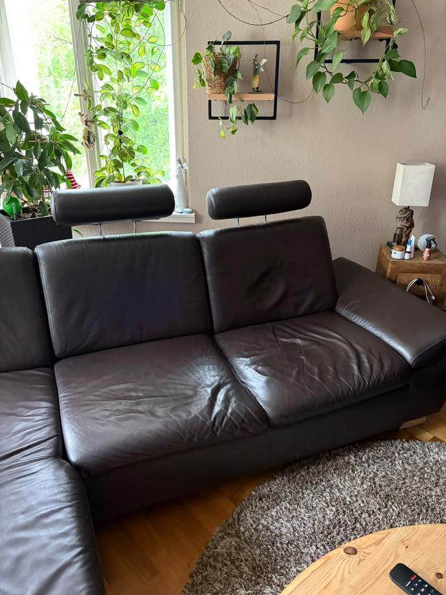Bild 1 Ledercouch mit Ottomane – zu verschenken, Leipzig