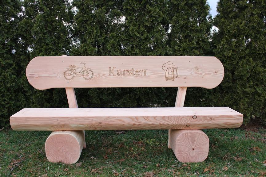 Bild 9 Gartenbank aus Lärche mit Gravur. Hochzeitsgeschenk. Sitzbank.