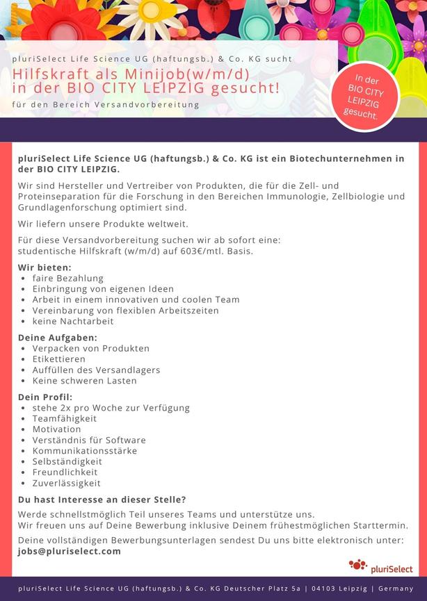 Bild 1 Hilfskraft als Minijob(w/m/d) in der BIO CITY LEIPZIG gesucht!