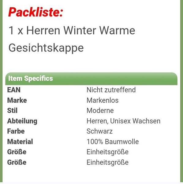 Bild 2 Wintercap Kälteschutz Ohrwärmer Wintermütze Mütze mit Mundstücke Ohrenklappen