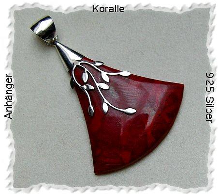 Bild 4 Korallenanhängr, rote Koralle in 925 Silberfassung