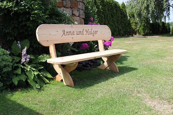 Bild 3 Gartenbank aus Lärche mit Gravur. Hochzeitsgeschenk. Rentners Geschenk.