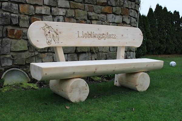 Bild 3 Holzbank mit Beschriftung. Gartenbank mit Gravur. Jubiläumsgeschenk.