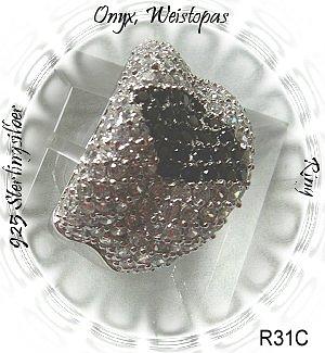 Bild 3 Ring, 925 silber mit gefassten Weistopasen ind Onyxsteinen