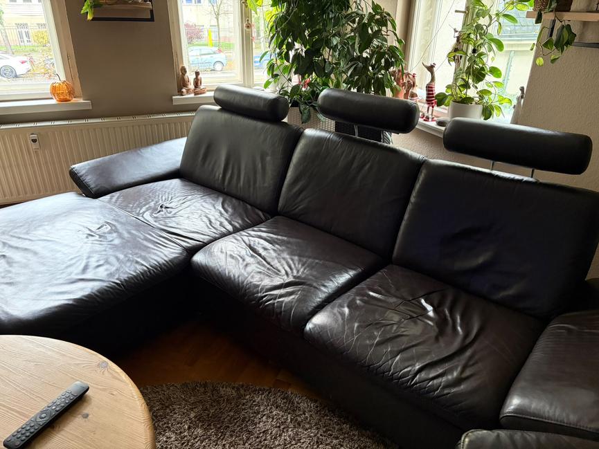 Bild 7 Ledercouch mit Ottomane – zu verschenken, Leipzig