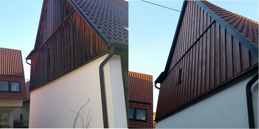 Bild 15 Maler - arbeiten  Haus Holzfassade Klinker Giebel u. Dachüberüberstand Traufe 