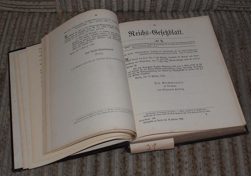 Bild 1 23 Bücher Reichs-Gesetzblatt um 1908