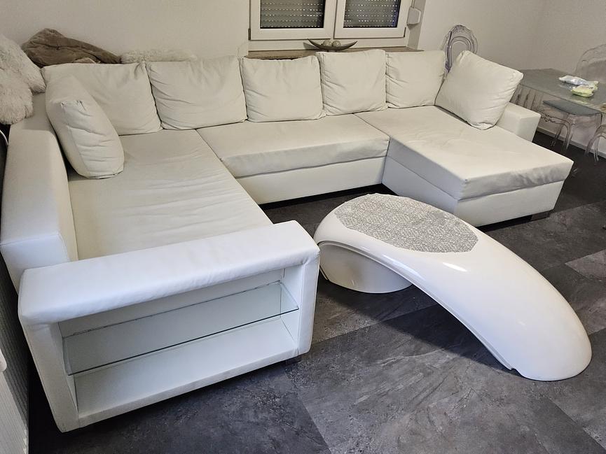 Bild 1 Wohnlandschaft  Weiß Sofa Couch  Ecksofa  ( Kunstleder )