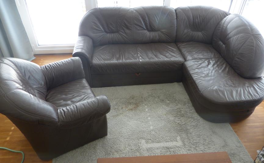 Bild 1 Ecksofa mit Sessel, braun, Kunstleder