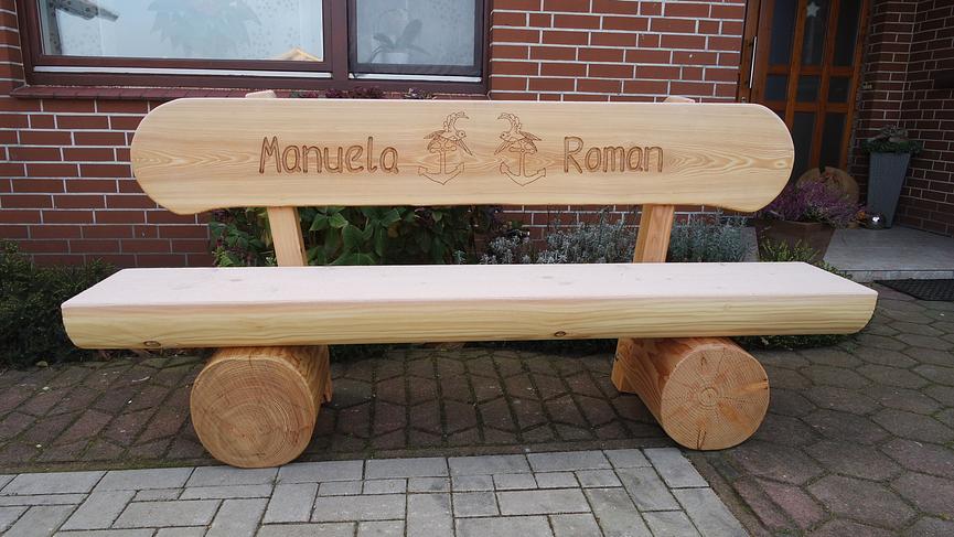 Bild 10 Gartenbank aus Lärche mit Gravur. Jubiläums Geschenk. Weinachtsgeschenk.