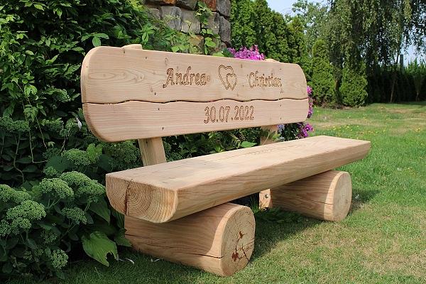 Bild 7 Holzbank mit Beschriftung. Gartenbank mit Gravur. Jubiläumsgeschenk.