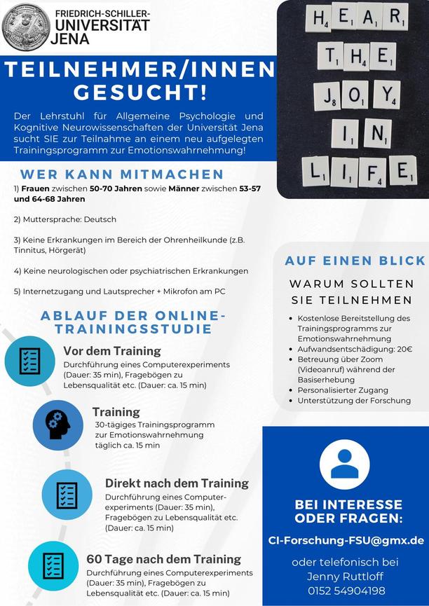 Bild 1 Teilnehmende für spannende Online-Studie gesucht!