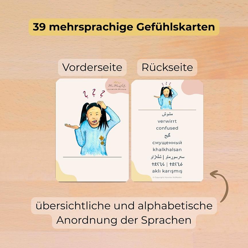 Bild 2 Gefühlskarten in neun Sprachen für die Arbeit mit Familien