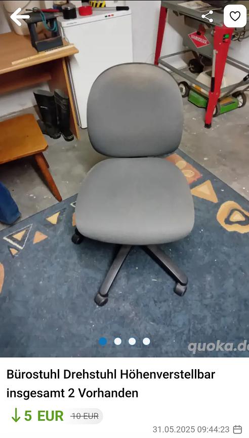 Bild 2 Bürostuhl / Drehstuhl Verstellbar 2 Vorhanden zusammen 5 Euro